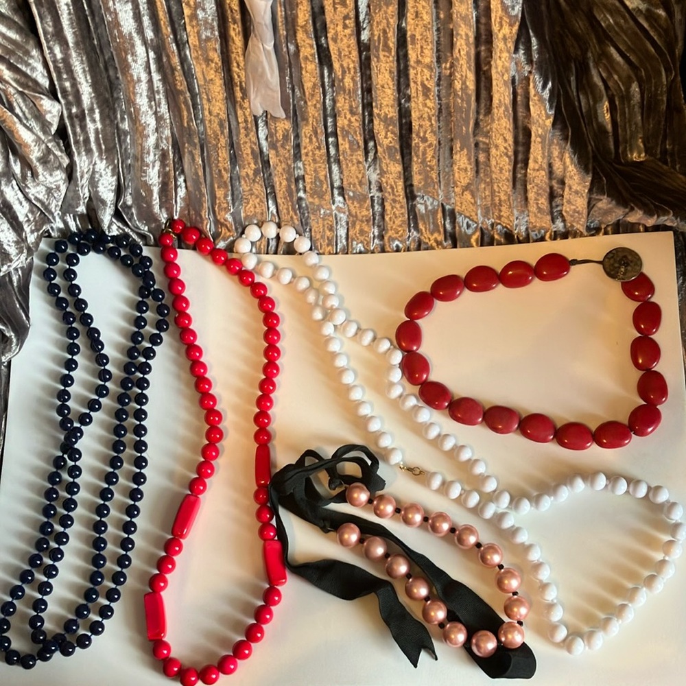 Chunky Multi-Color Beaded Necklace Lot of 5